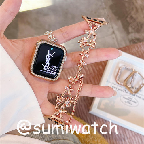 新花朵Applewatch表带S10适用新苹果手表表带S11女iwatch表带S9S8