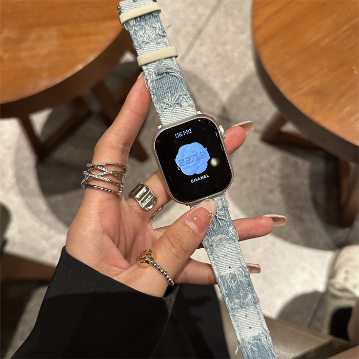 网红牛仔破旧休闲表带适用苹果手表带AppleWatch 9SE8/76小众设计