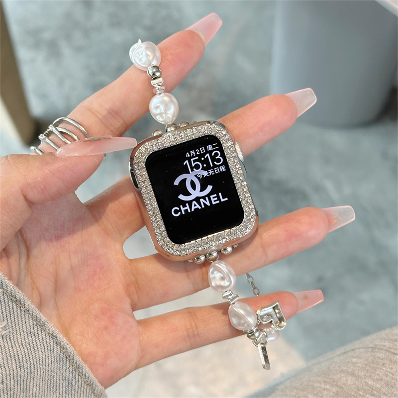 新高级珍珠iwatch表带s9适用applewatch表带女款S10苹果手表带S8