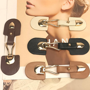 高档金属皮对扣毛呢大衣搭扣袖 饰羊毛扣配件 口皮扣皮草衣领纽扣装