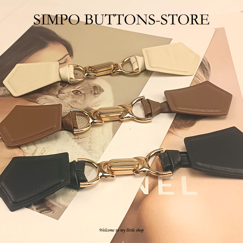 新款皮扣金属牛角扣大衣风衣