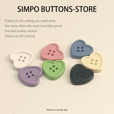 彩色diy喷漆爱心纽扣四眼细边