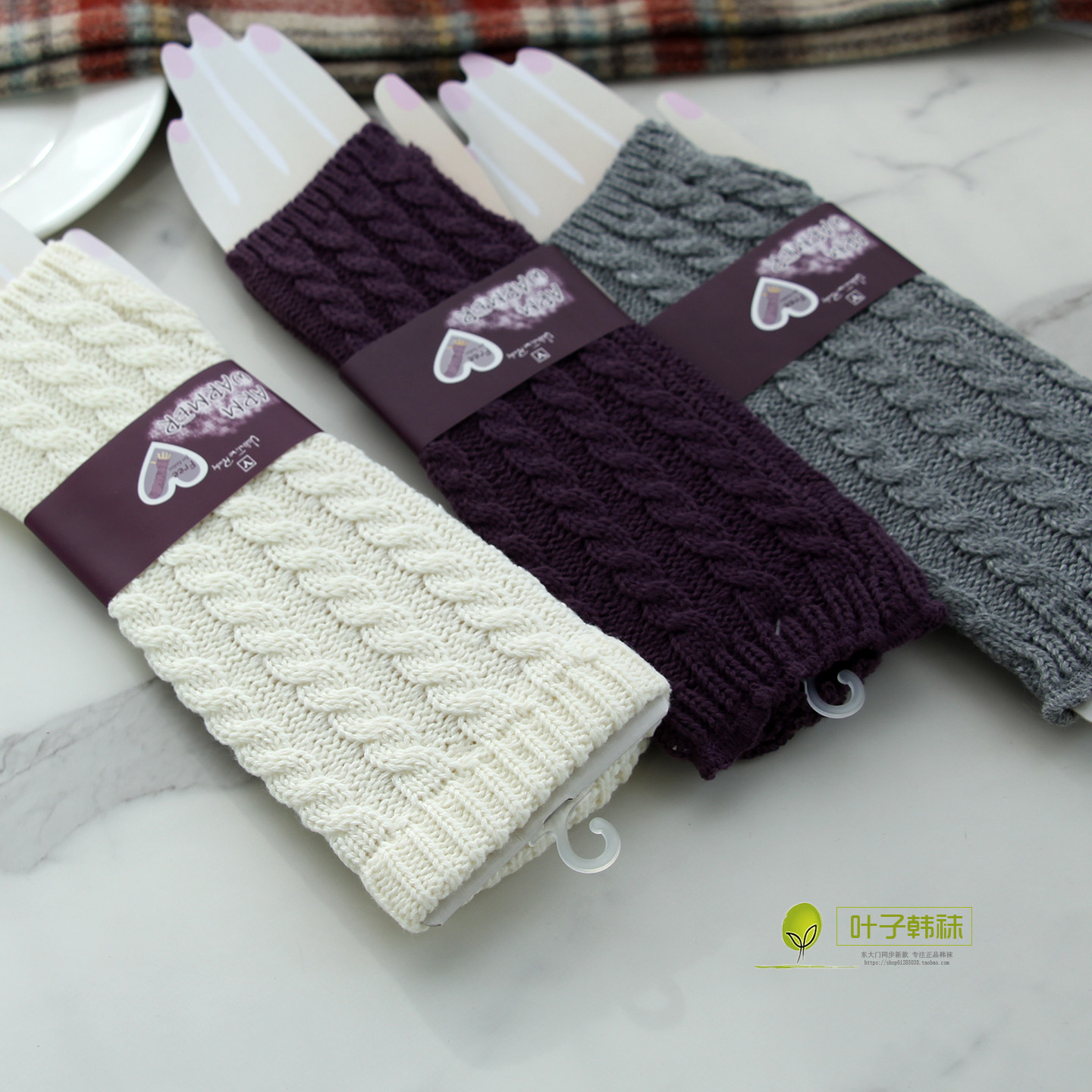 清仓 女士粗毛线麻花纹手套韩国东大门冬季保暖露指分指手套