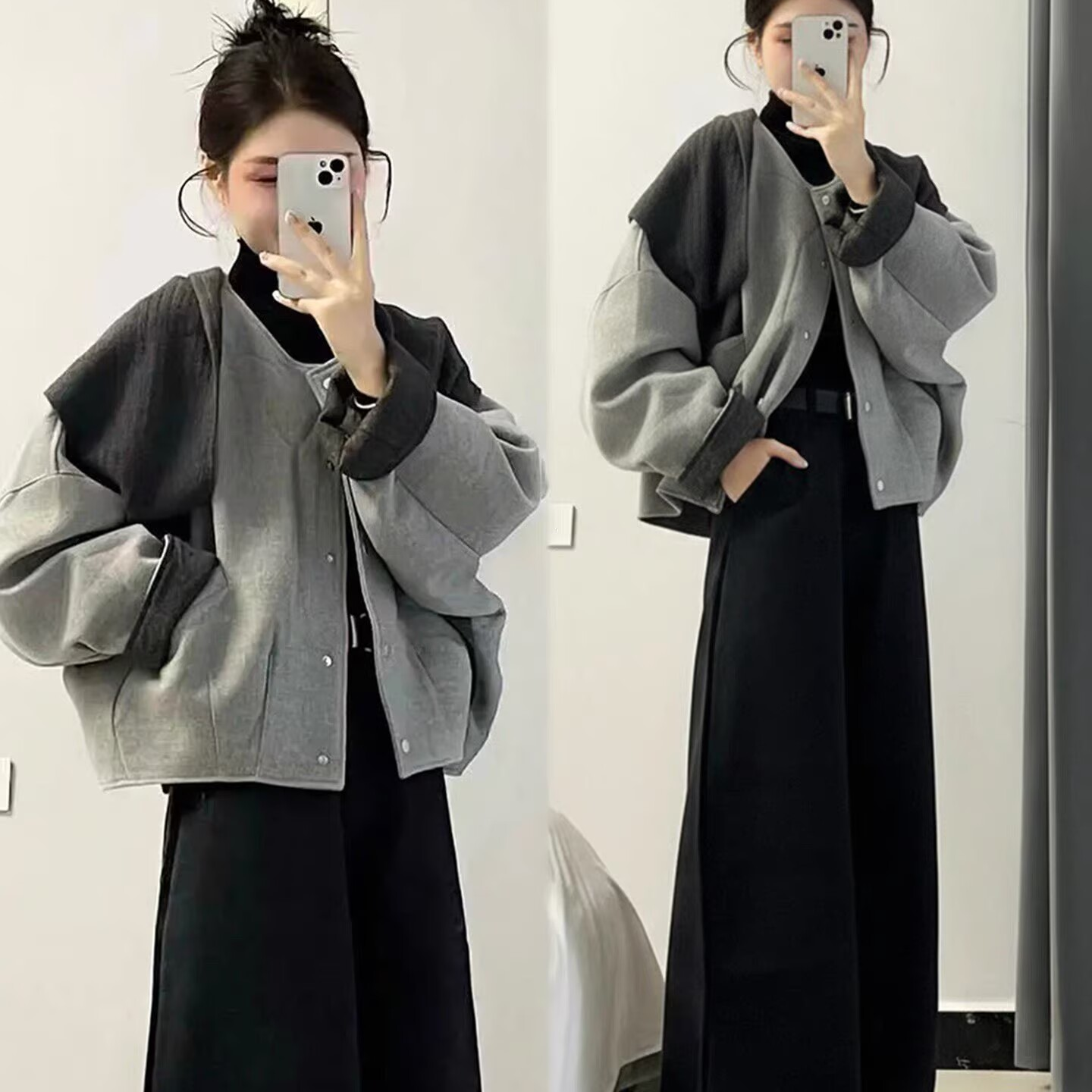 巨好看的秋冬装一整套撞色韩系高级感毛呢棒球服外套阔腿裤套装女,女装/女士精品,时尚套装,淘宝优惠券,粉丝福利购,淘宝优惠卷