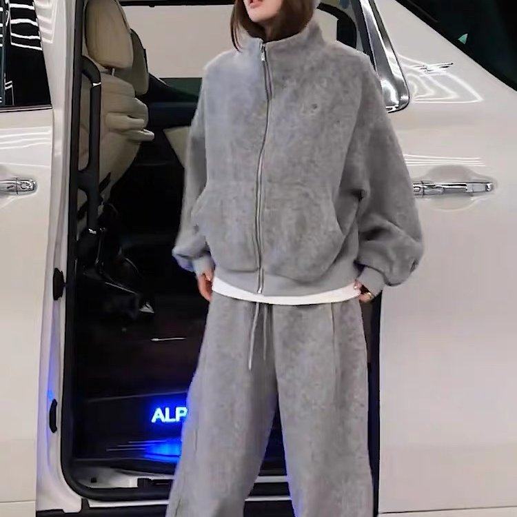 休闲风时尚卫衣套装女2025新款秋冬季巨好看的立领外套卫裤两件套,女装/女士精品,时尚套装,淘宝优惠券,粉丝福利购,淘宝优惠卷