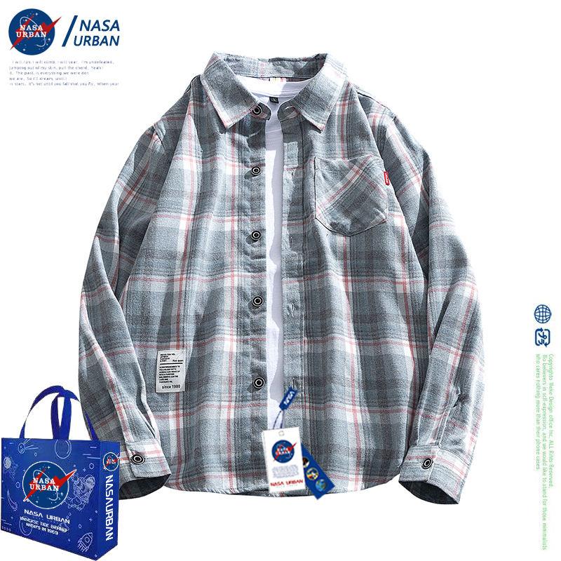 NASA URBAN联名衬衫男韩版潮流ins2022年春秋季薄款青少年情侣装