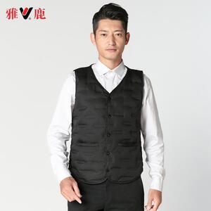 雅鹿冬季新款加厚羽绒马甲男士中老年人休闲大码背心保暖坎肩内胆