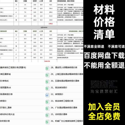 清单施工进度预算装饰公司报价表模板家装工装材料价格装修报价表