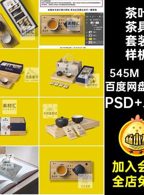 高端茶具套装样机贴图包装盒psvi素材7款功夫茶智能茶叶设计中式