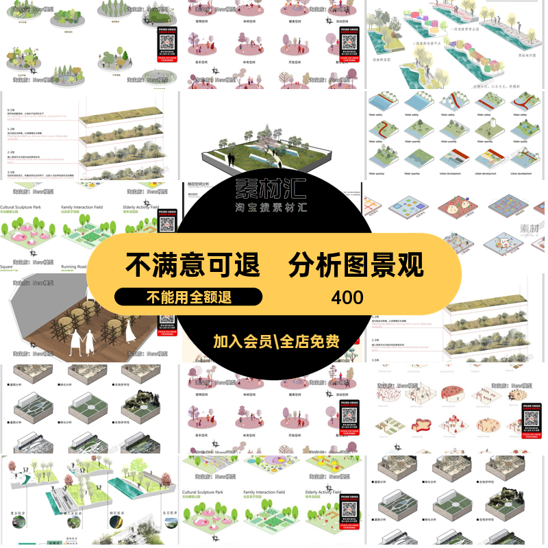 湿地空间分析图素材前期气候测图建筑场景园林模块景观psd轴小