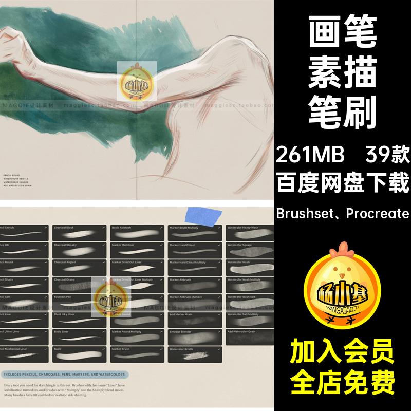 日常素描Procreate笔刷Brushset Procreate笔插水彩Daily纹理