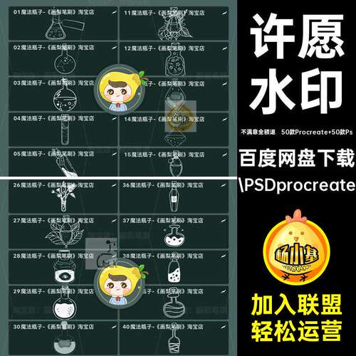 50款Procreate 50款Ps装饰漂流瓶神秘药水pro