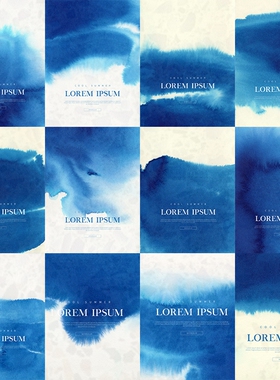 GC-04广告设计素材水墨水彩晕染墨迹背景古典海报PSD蓝色图模板