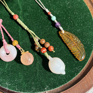 蜜蜡小梳子玛瑙平安扣钥匙坠手机坠手机挂件 天然玉髓冰心把把壶