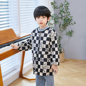 男宝宝防水罩衣秋冬长袖 羽绒服护衣防脏美术书法学生男童吃饭罩衫