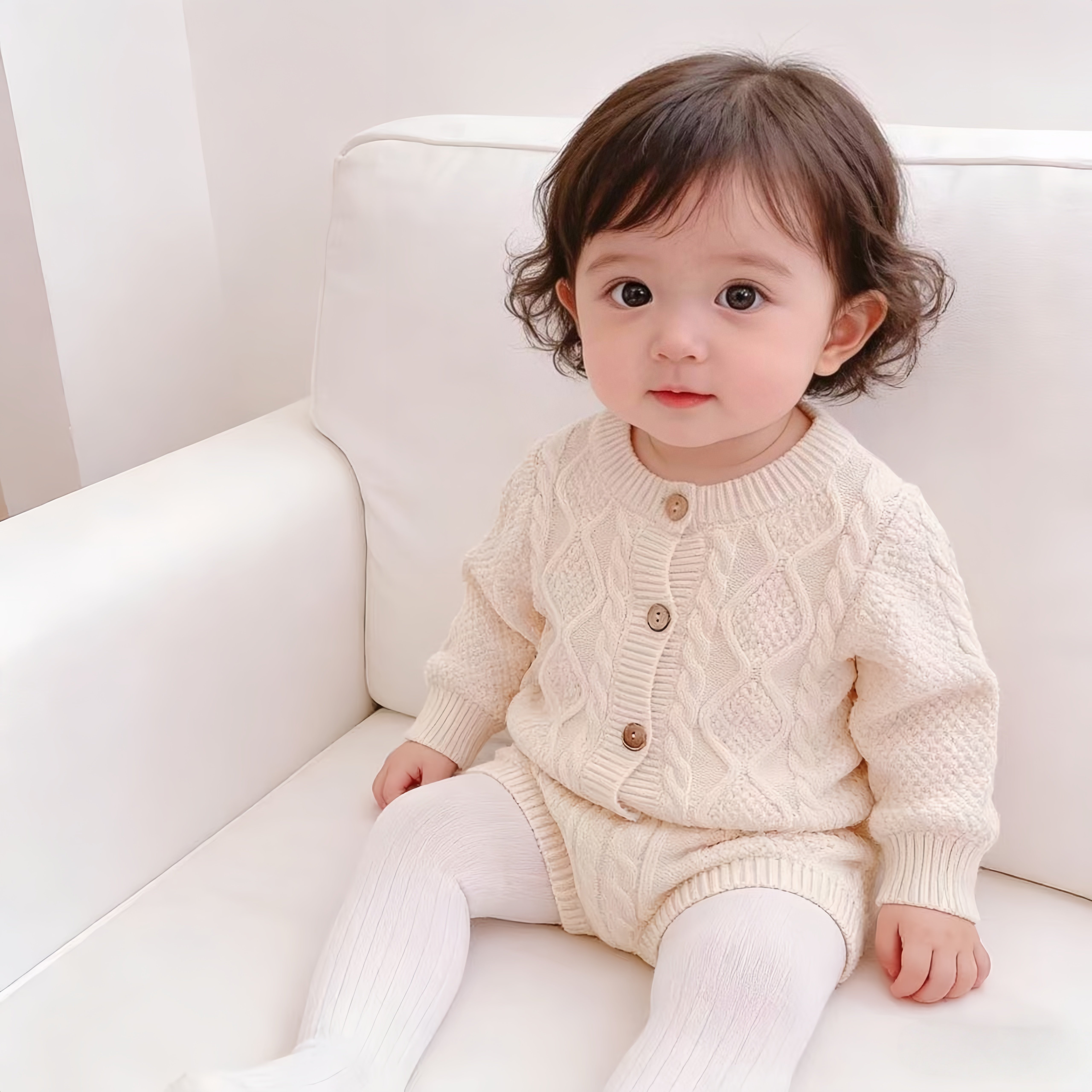 儿童秋冬套装婴儿女宝宝针织两件套洋气公主开衫时尚时髦短裤衣服