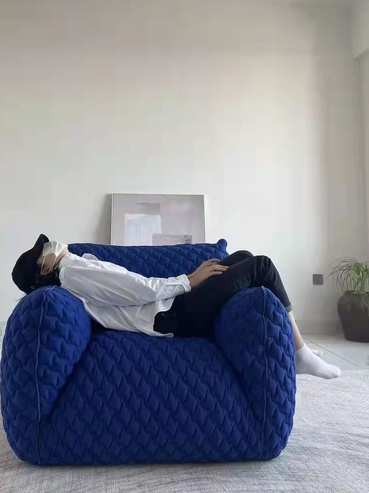 蓝胖子客厅阳台休闲椅单人卧室小沙发设计师网红双人布艺懒人沙发