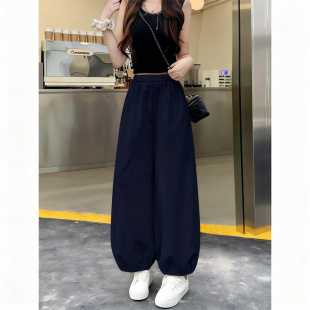 薄款 子女夏季 韩版 显瘦垂感大码 时尚 休闲直筒九分束脚裤 气质哈伦裤