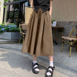 日系温柔夏季裙裤女2025新款夏季高腰显瘦阔腿裤宽松慵懒风七分裤