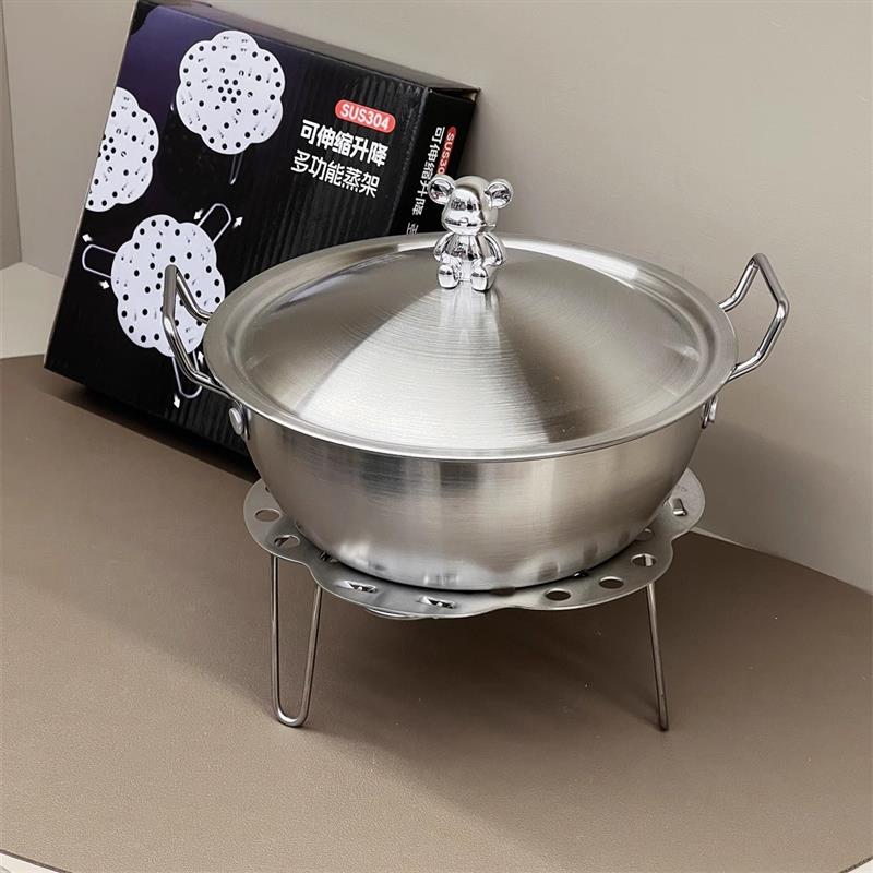 304不锈钢伸缩蒸架 多功能家用折叠蒸盘蒸笼蒸格炒锅电饭锅蒸蛋架