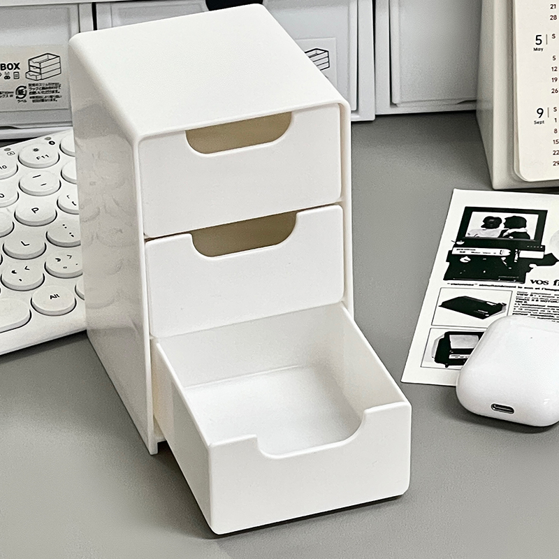 桌面收纳盒抽屉式亚克力储物盒家用梳妆台口红化妆品小型防尘盒子