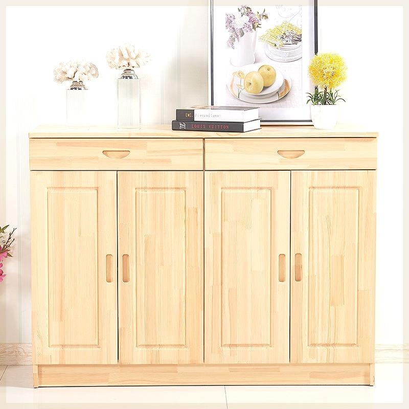 实木鞋柜松木大容量多层百叶门柜透气现代简约原木色门厅柜经济型