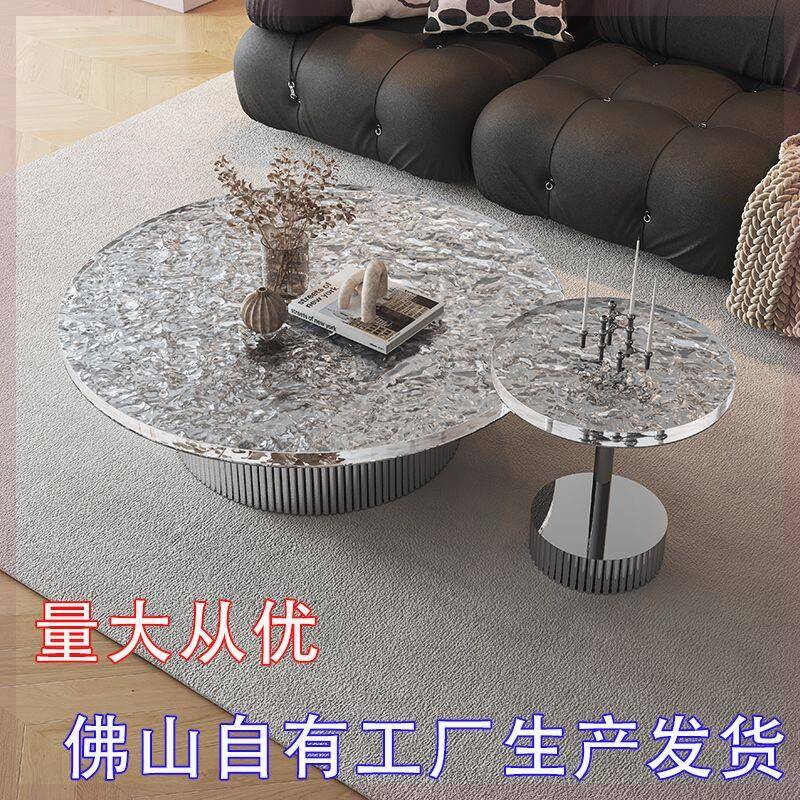 精致小圆茶几捷克水晶有机亚克力圆形茶几客厅家用轻奢现代简约大