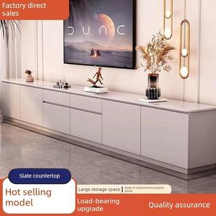 岩板实木电视柜落地高款简约现代客厅家用可定制收纳储物一体组合