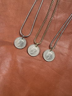 英国乔治国王月亮与六便士luckycoin项链吊坠复古硬币幸运小礼物