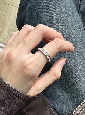 冷淡风钛钢不掉色满钻满天星戒