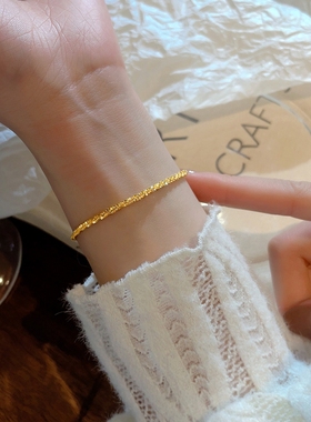 波光粼粼手链女轻奢小众设计感18k金钛钢精致闺蜜手环不掉色素链