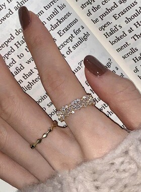 超闪轻奢小众开口食指戒