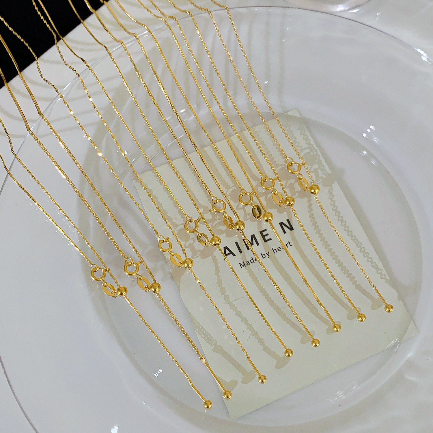 24K金色钛钢不掉色锁骨链女款