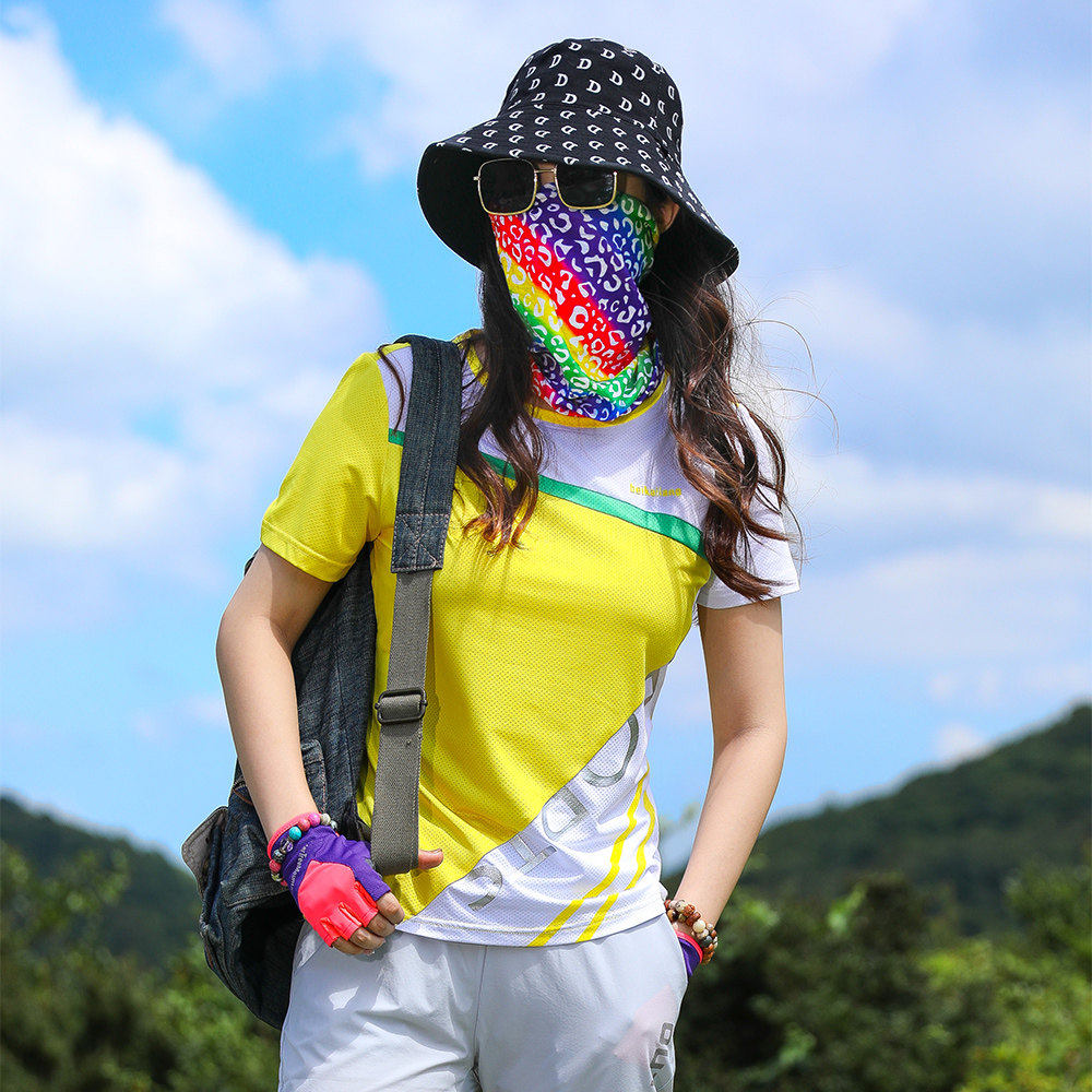 凯乐石薄荷户外圆领运动速干T恤女短袖拼色吸汗透气跑步徒步登山