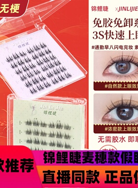 锦鲤睫麦穗款假睫毛免胶自然浓密柔软仿真眼睫毛新手新升级d