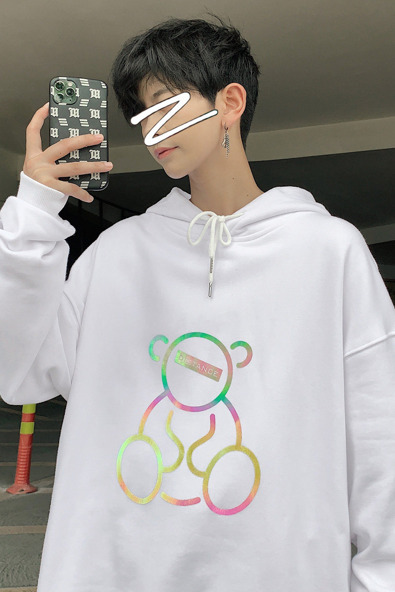 ！秋季潮牌个性七彩反光卫衣男潮流港风大码连帽外套WY306P45,男装卫衣,电商B220
