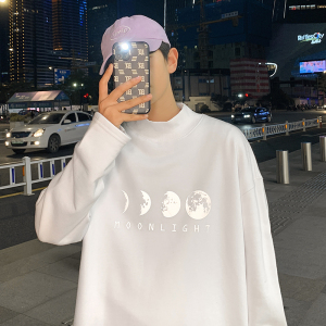 秋冬季反光潮牌卫衣男大码港风夜光半高领长袖打底衫WY407图片