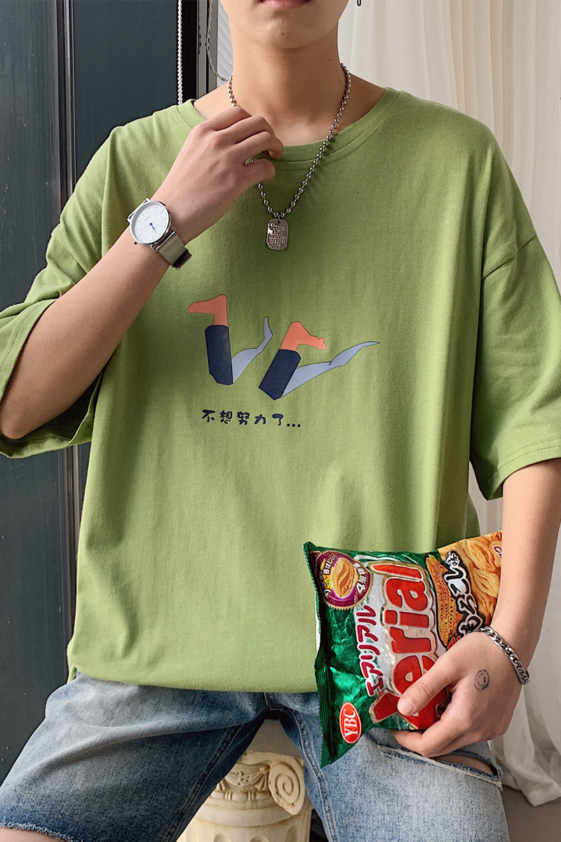 转化6%以上设计纯棉宽松短袖T恤男潮牌体恤T209P25,男装T恤,电商B220