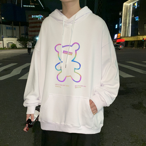 ！七彩反光连帽卫衣男潮牌夜光港风大码上衣外套WY203P45图片