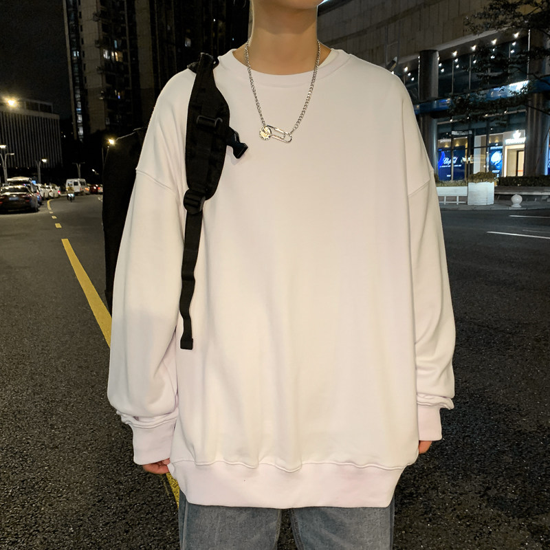 8色入！秋季纯色圆领卫衣男青少年百搭秋衣大码上衣WY100特P25,男装卫衣,电商B220