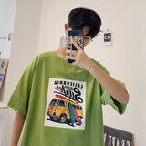 款纯棉！港风模特图学生宽松短袖T恤男印花体恤B220/T220P25，男装T恤，电商B220