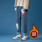！秋冬加绒加厚牛仔裤男宽松直筒港风长裤NZ222P45加绒P60，男装牛仔裤，电商B220