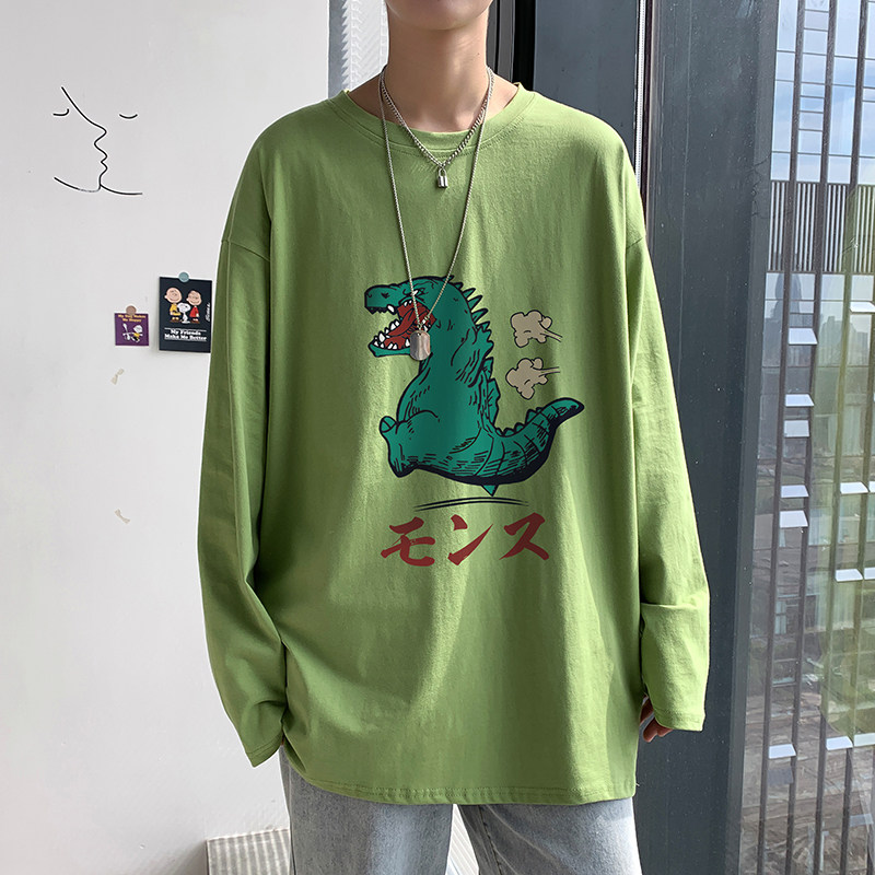 纯棉2023秋季新款印花长袖T恤男宽松纯棉打底衫T818P25,男装T恤,电商B220