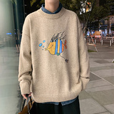 ！秋冬新款男士圆领加厚毛衣港风大码宽松日系针织衫M213P45，男装针织衫/毛衣，电商B220
