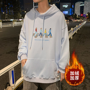 ！秋冬加绒加厚连帽卫衣男百搭保暖外套WY206薄P38加绒P48图片