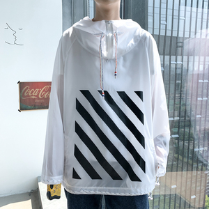 夏季男防晒衣港风薄款风衣外套大码宽松ins皮肤衣F6019P50图片
