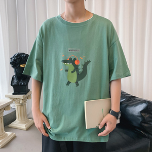 版权已注册 纯棉印花短袖T恤男潮牌宽松情侣体恤 T302P25图片