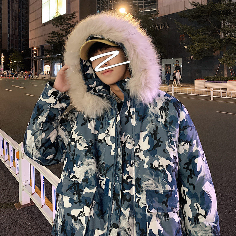 ！冬季中长款迷彩棉衣男加厚保暖棉服外套潮牌衣服Y111P138,男装棉衣,电商B220
