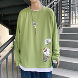 100%纯棉主推早秋百搭假两件长袖T恤港风宽松男大码W907P35，男装T恤，电商B220