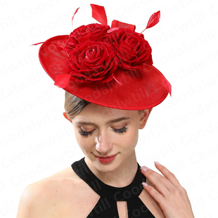 简约时尚舞会小礼帽演出走秀羽毛发饰发箍发夹两用fascinator hat
